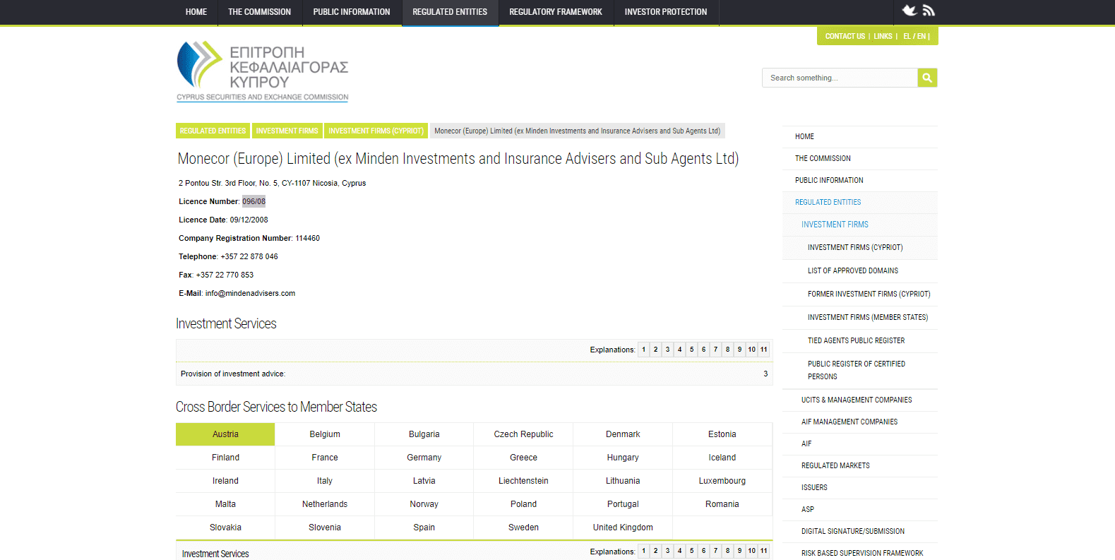 Regolamentazione di Monecor LTD Regolamentazione di Monecor LTD